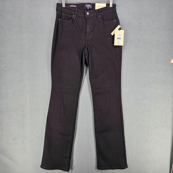 NYDJ Denim - NYDJ Barbara Bootcut Jeans Womens 6 Black Mid Rise Stretch Denim Lift Tuck NEW